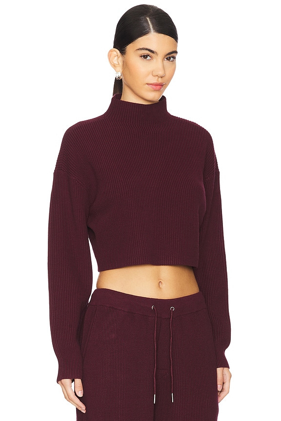 view 2 of 4 Carmen Mid Cropped Sweater in Merlot