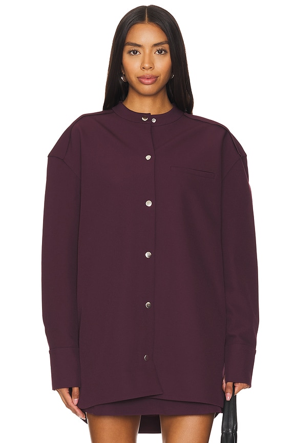 view 2 of 5 Ali Heavy Crepe Shacket in Merlot