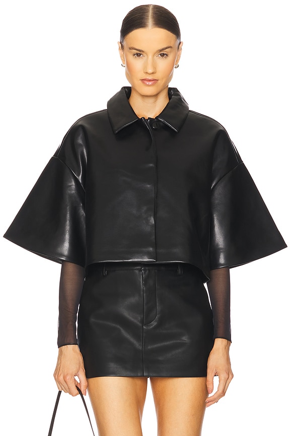 view 2 of 5 Adi Faux Leather Cropped Jacket in Black
