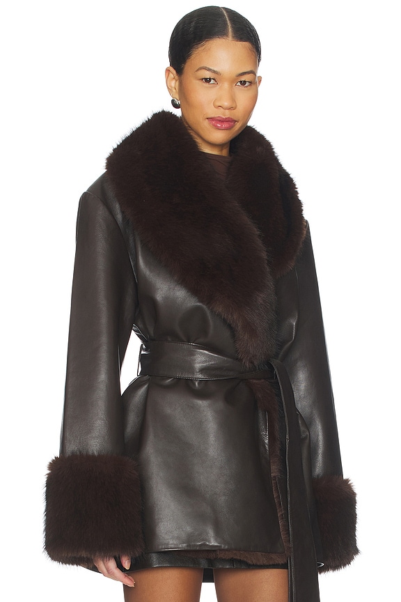 view 2 of 4 MANTEAU EN CUIR DALY in Ash Brown