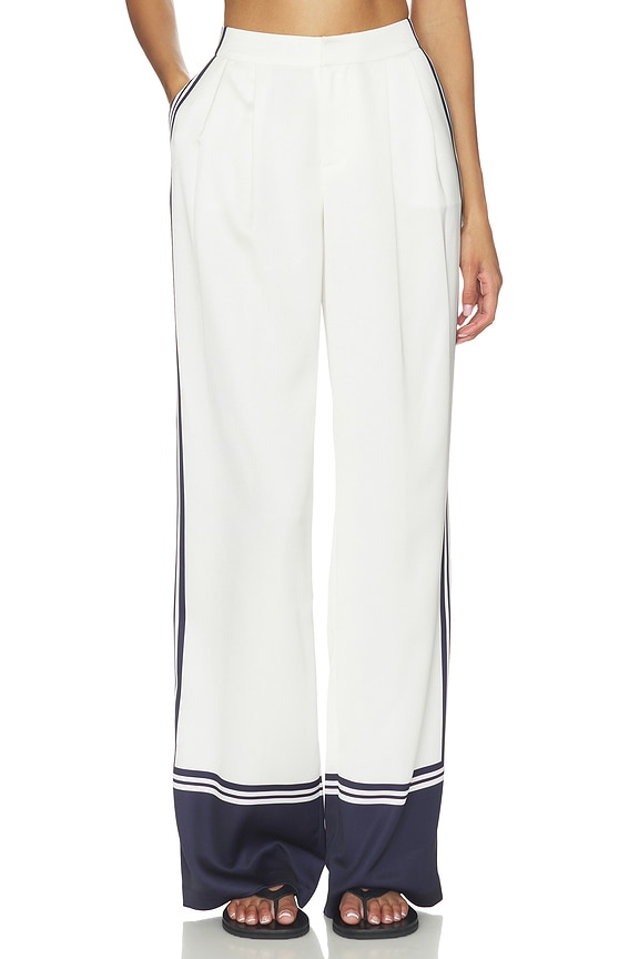 view 1 of 6 Marlowe Satin Pant in Navy Tile Print