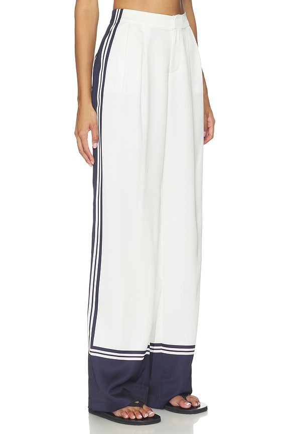 view 2 of 6 Marlowe Satin Pant in Navy Tile Print