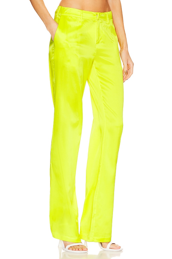 view 2 of 4 PANTALON EN SOIE SUKI in Neon Lime