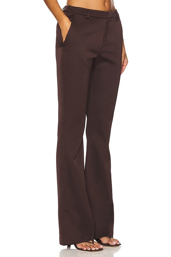 view 2 of 6 Elvira Heavy Satin Flare Trouser in Ash Brown