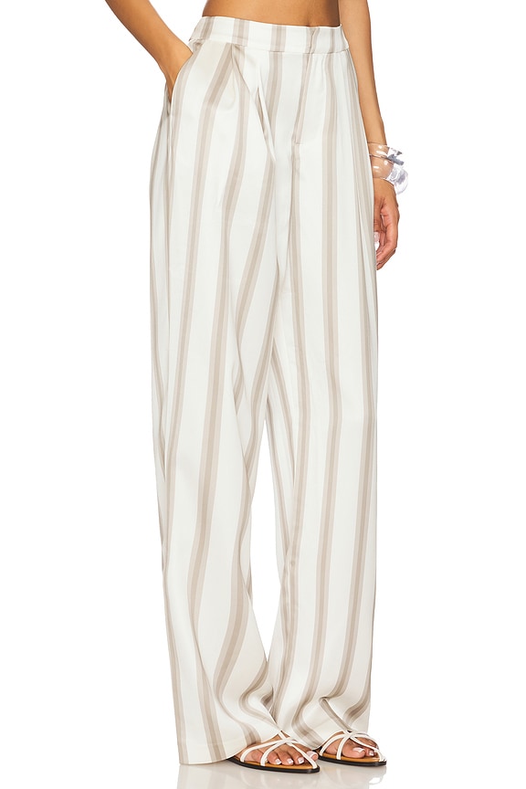 view 2 of 6 Marlowe Satin Pant in Sand & Eggshell