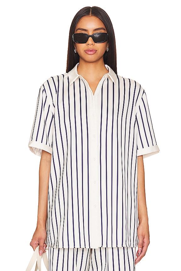 view 2 of 5 BLUSA DAVEY in Navy & Ivory Stripe