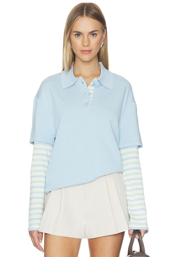 view 1 of 4 Emilee Top in Blue & Pastel Stripe