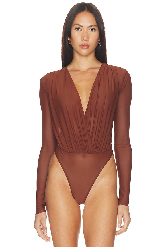 view 2 of 5 Agnes Mesh Bodysuit in Copper Clay