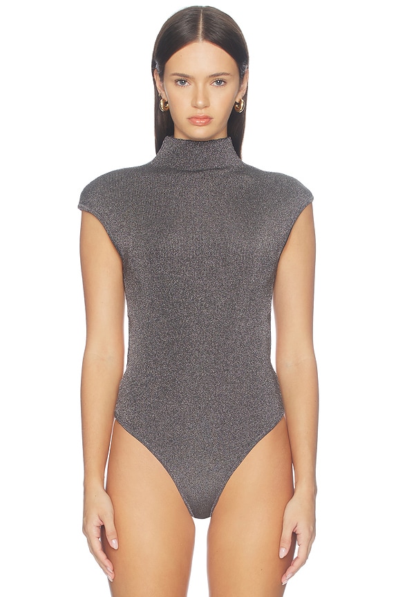 view 2 of 5 Lorel Bodysuit in Metallic Carbon