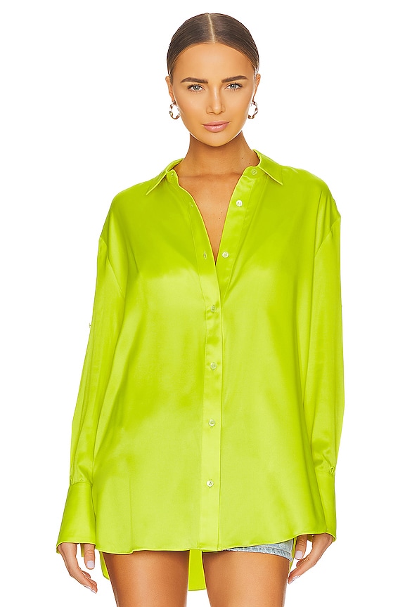 view 2 of 5 CAYNE シルクボタンダウントップ in Neon Lime