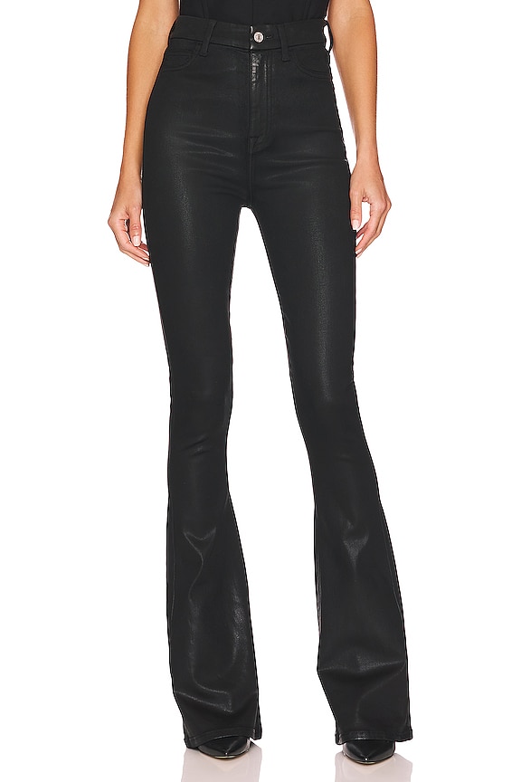7 For All Mankind Ultra High Rise Skinny Boot in Coated Black | REVOLVE