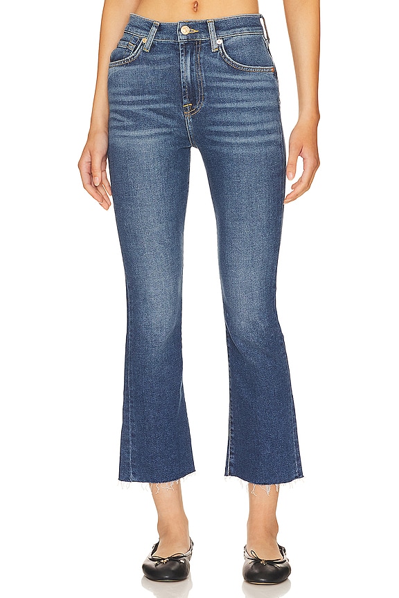 7 For All Mankind High Waisted Slim Kick in Blue Print | REVOLVE