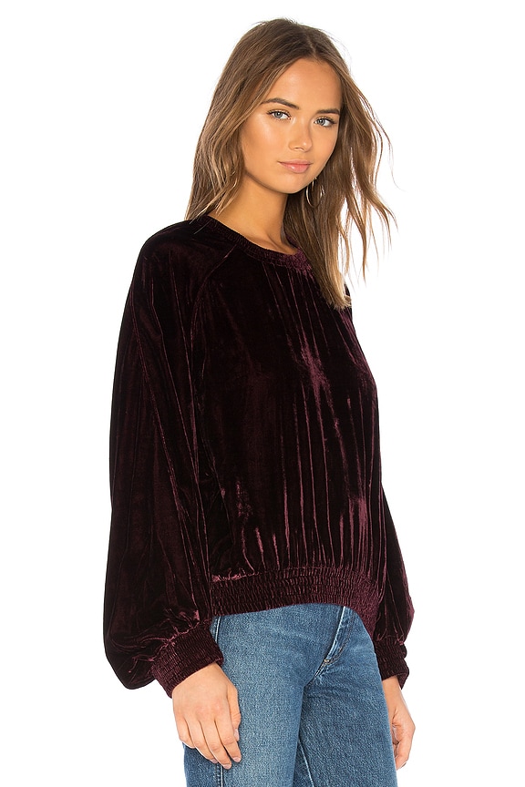 view 2 of 4 Velvet Pullover Sweatshirt in Dark Bordeaux