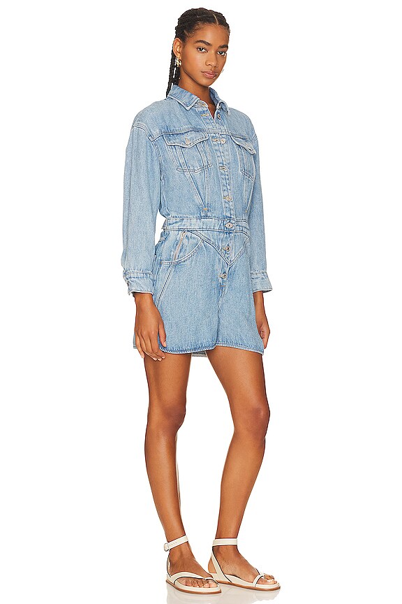 view 2 of 3 Front Yoke Romper in Volcan Blue