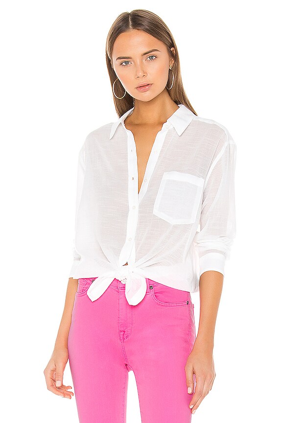 view 1 of 4 High Low Tie Shirt in Soft White