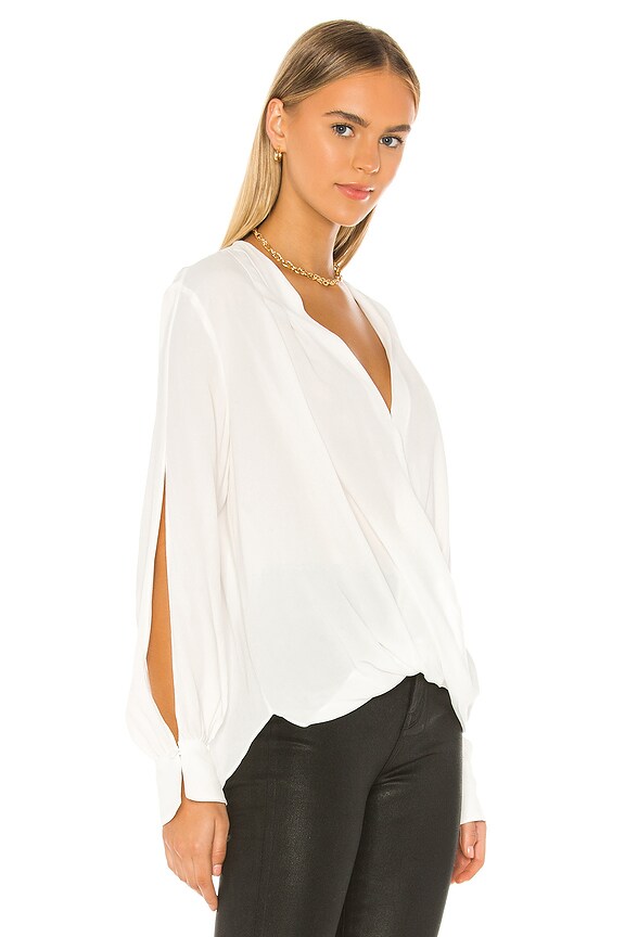 view 2 of 4 Drape Front V Neck Top in Soft White