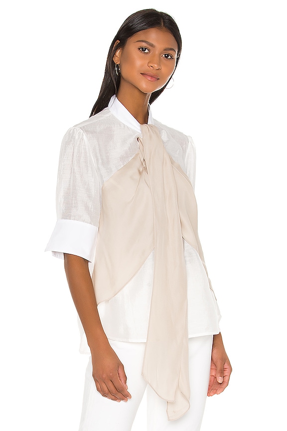 view 2 of 4 Flounce Front Blouse in Optic White