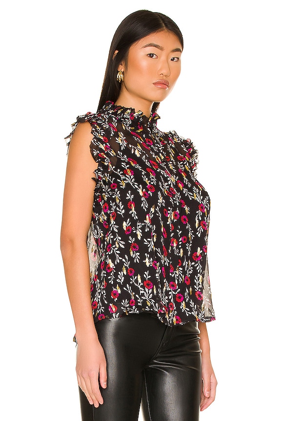 Sleeveless Ruffle 7 For All Mankind Sleeveless Top with Ruffles in Bougainvillea Floral ...