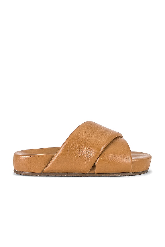 leather tan slides