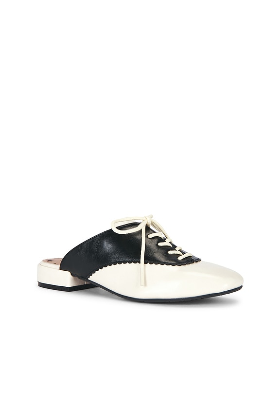 view 2 of 5 Wendy Darling Slide in Off White & Black Faux Leather