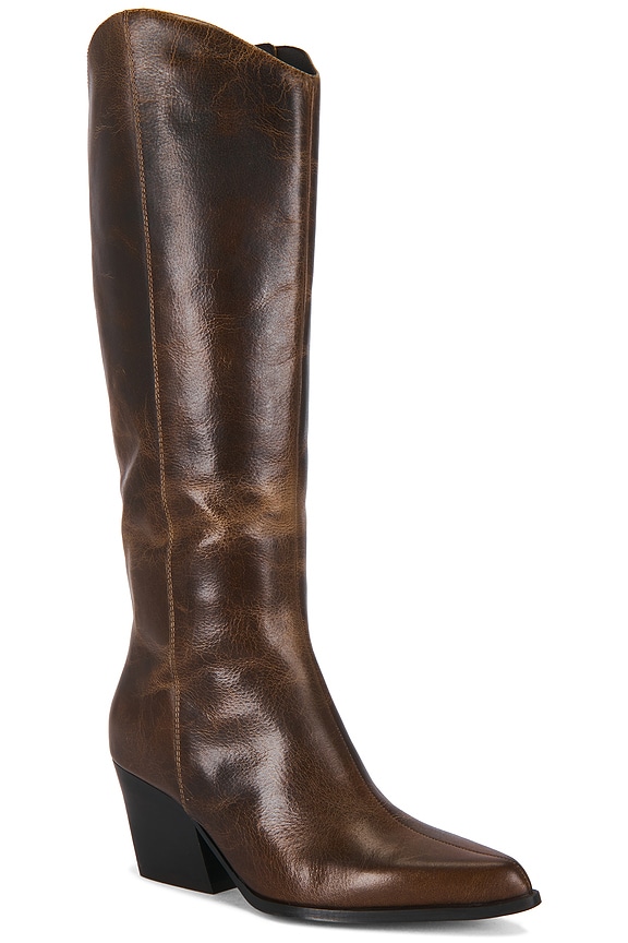 view 2 of 5 Begging You Boot in Brown Distressed Leather