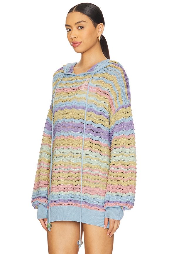 view 2 of 5 Wave Knit Hoodie in Blue