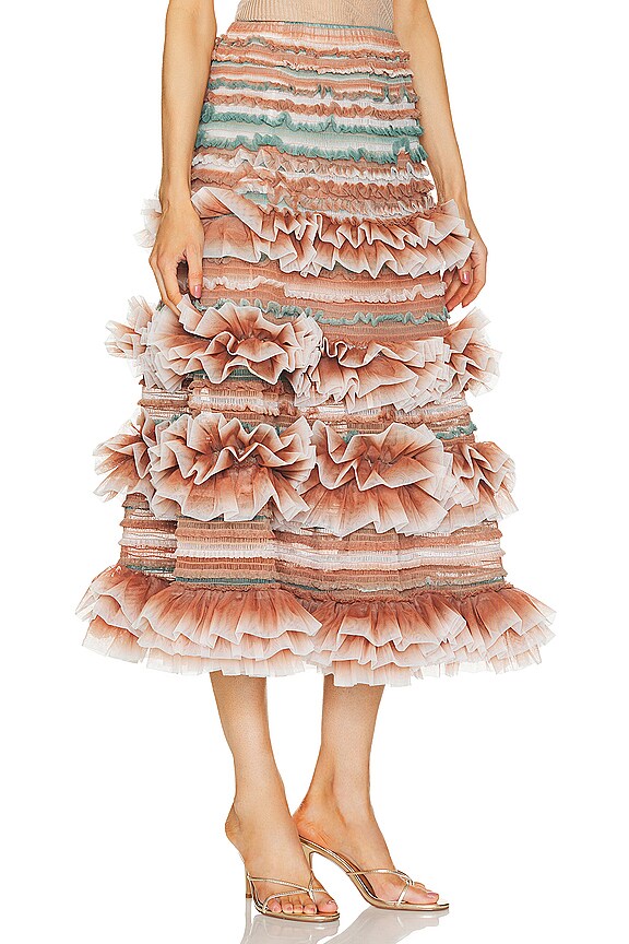 view 2 of 4 Tulle Midi Skirt in Brown