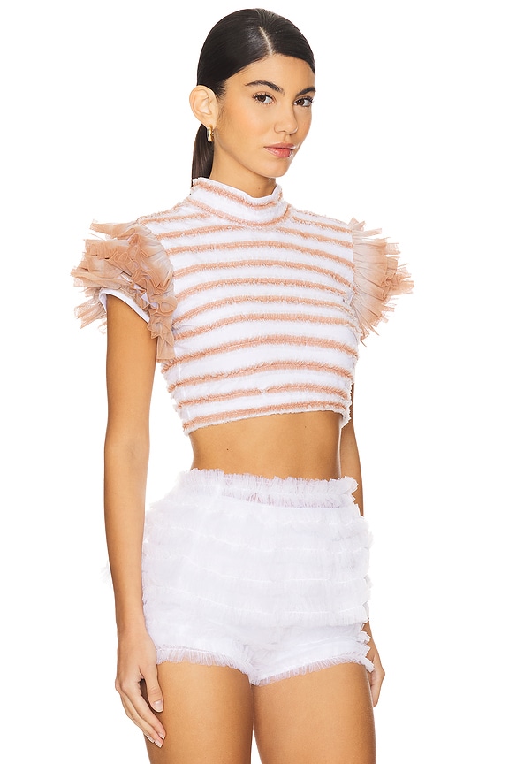 view 2 of 4 Shirred Top With Puff Sleeves in Orange