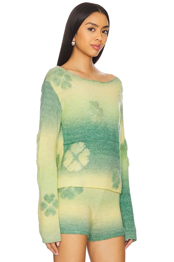 view 2 of 6 Gradient Clover Knit Jumper in Green
