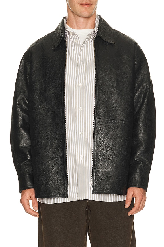 view 1 of 4 CHAQUETA TIPO CAMISA CRINKLE in Black
