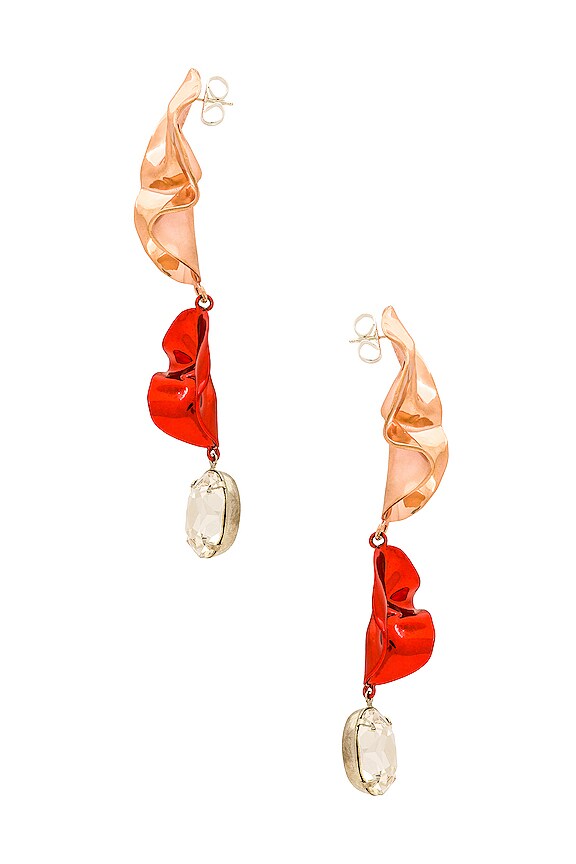 view 2 of 3 Cindy Crystal Drop Earrings in Petal Pink & Ruby