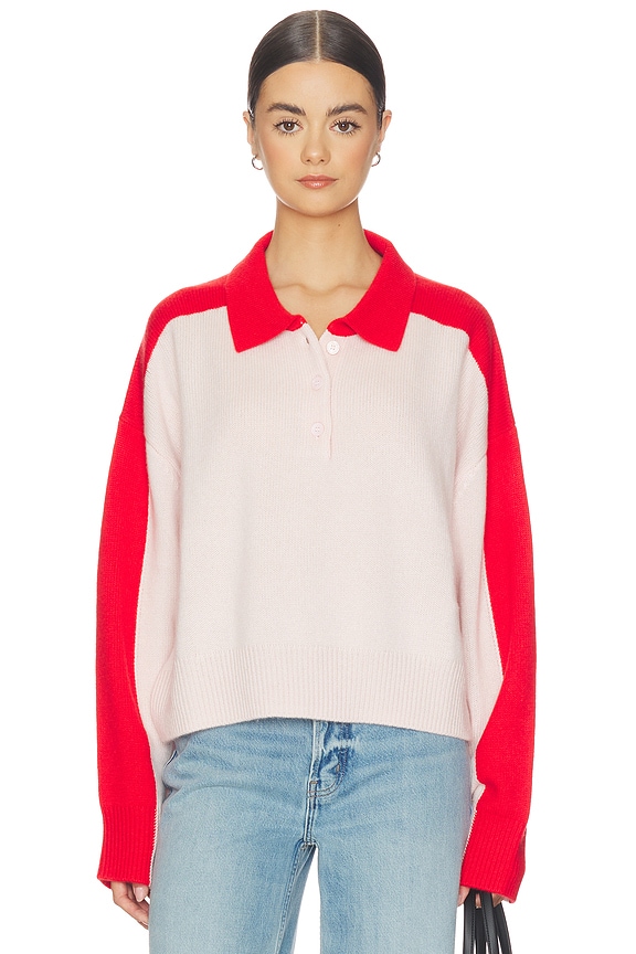 view 1 of 4 Color Block Polo Shirt in Powder