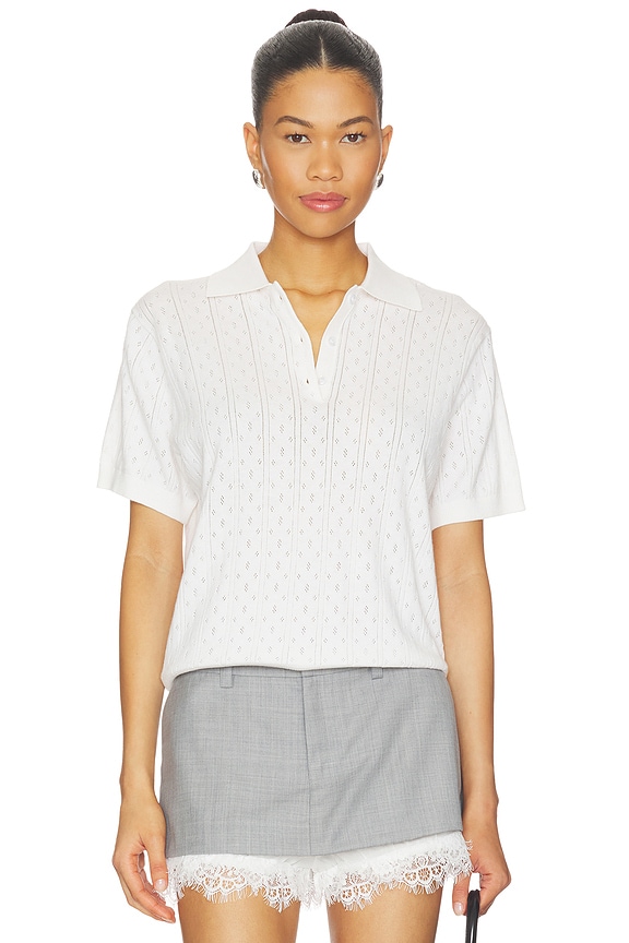 view 1 of 4 Pointelle Pique Top in Feather White