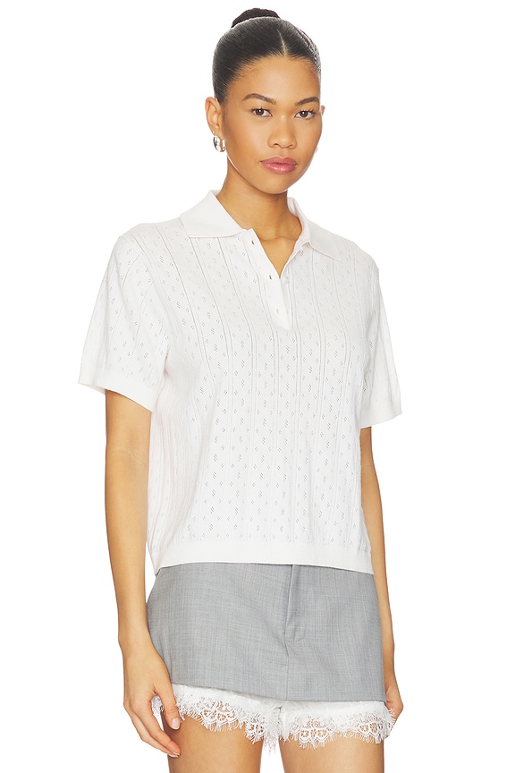 view 2 of 4 Pointelle Pique Top in Feather White