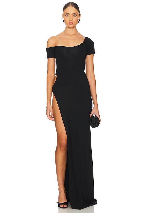 view 2 of 4 Side Cutout Off Shoulder Dress in Black