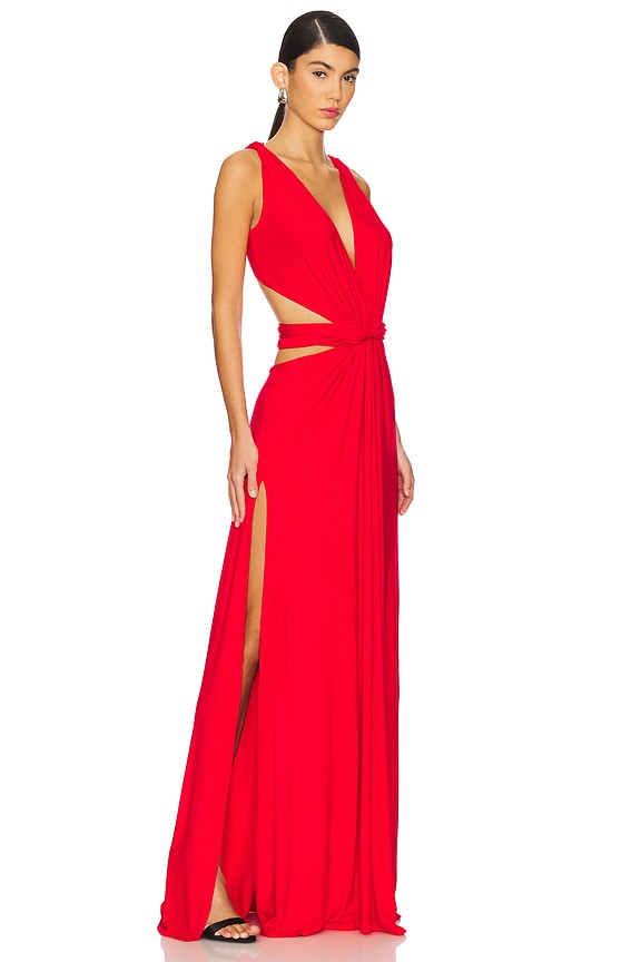 view 2 of 3 4 Way V Neck Knot Dress in Red