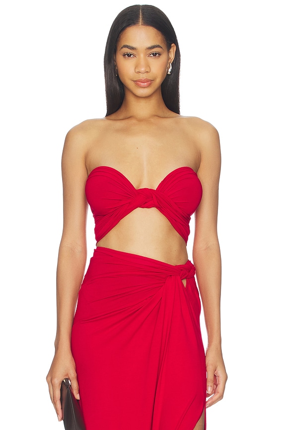 view 1 of 4 Braid Bandeau Top in Red