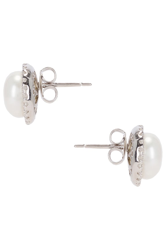 view 2 of 2 Halo Pearl Stud in Ivory