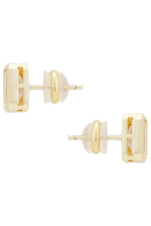 view 2 of 2 Emerald Cut Bezel Stud Earring in Gold