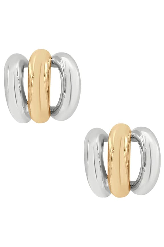 view 2 of 4 Triple Two Toned Hoop Earring in Gold & Silver