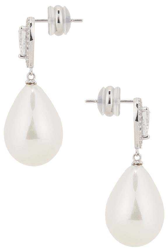 view 2 of 2 Kamila Halo Pearl Earring in Silver & Pearl