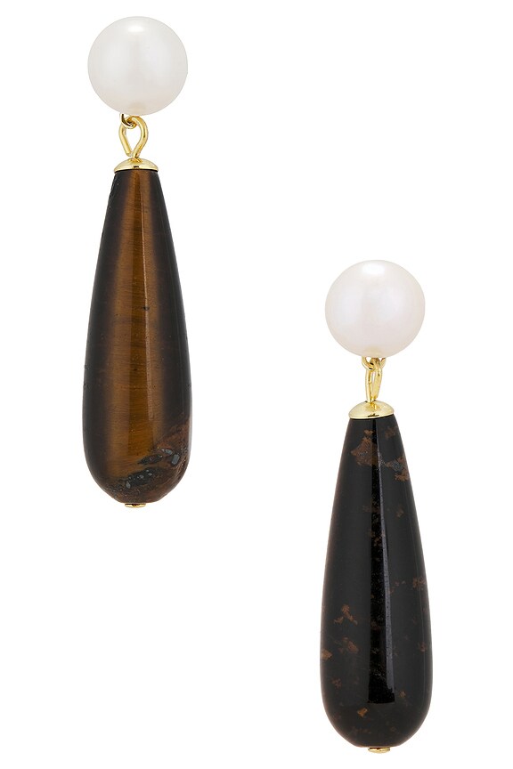 view 1 of 3 Linnea Earring in Pearl & Tiger Eye