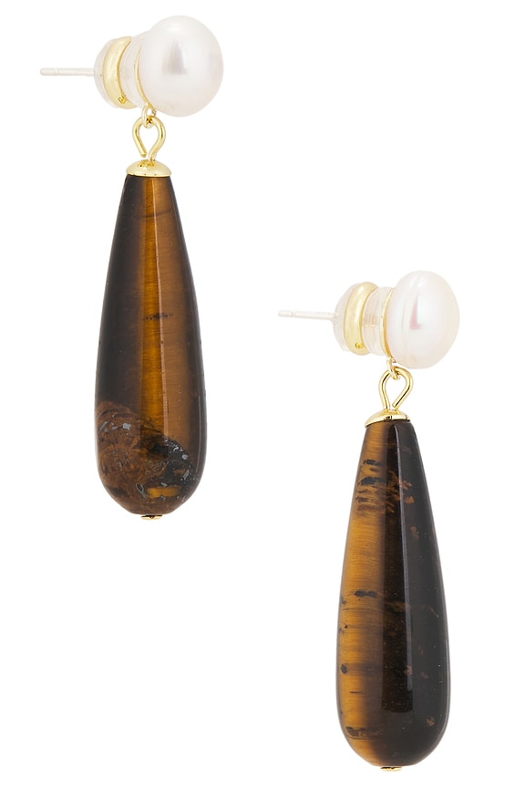 view 2 of 3 Linnea Earring in Pearl & Tiger Eye