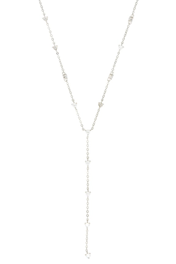 view 2 of 2 Solitaire Station Lariat Necklace in Silver