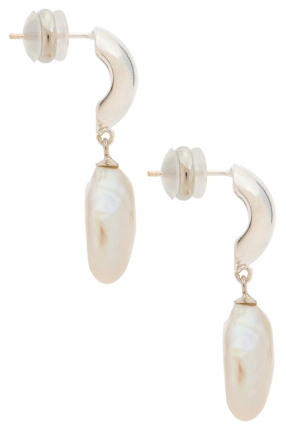view 2 of 3 BOUCLES D'OREILLES PENDANTES SPENCER in Silver & Pearl