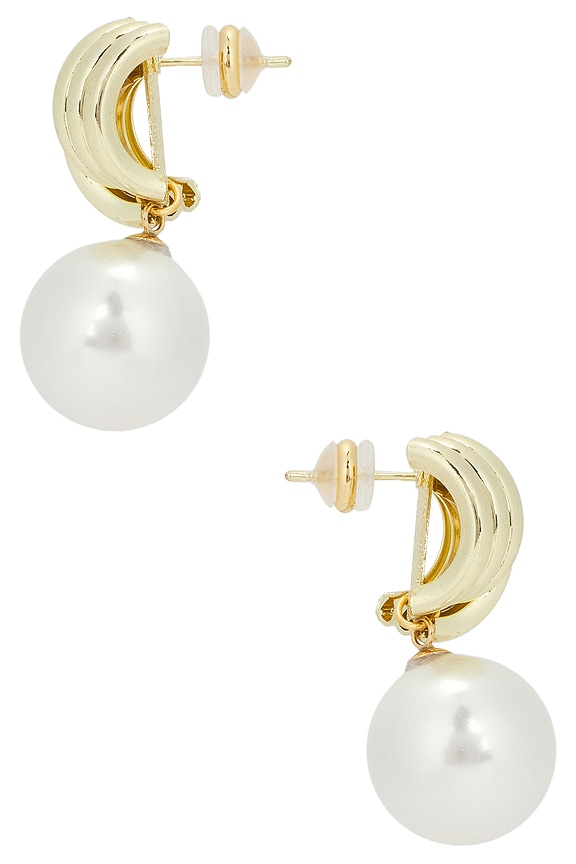 view 2 of 2 PENDIENTES DE LÁGRIMA KNOT in Gold & Pearl