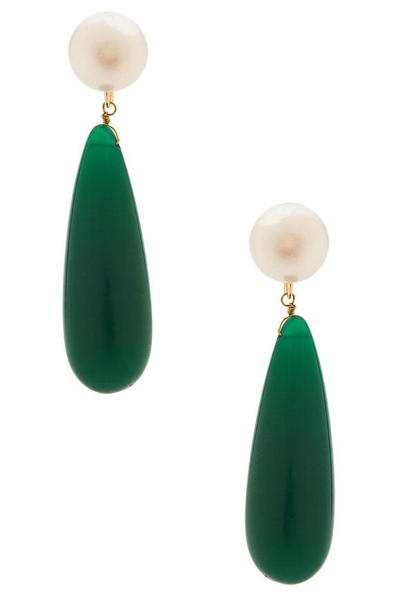 view 1 of 2 ПОДВЕСНЫЕ СЕРЬГИ LINNEA in Pearl & Green