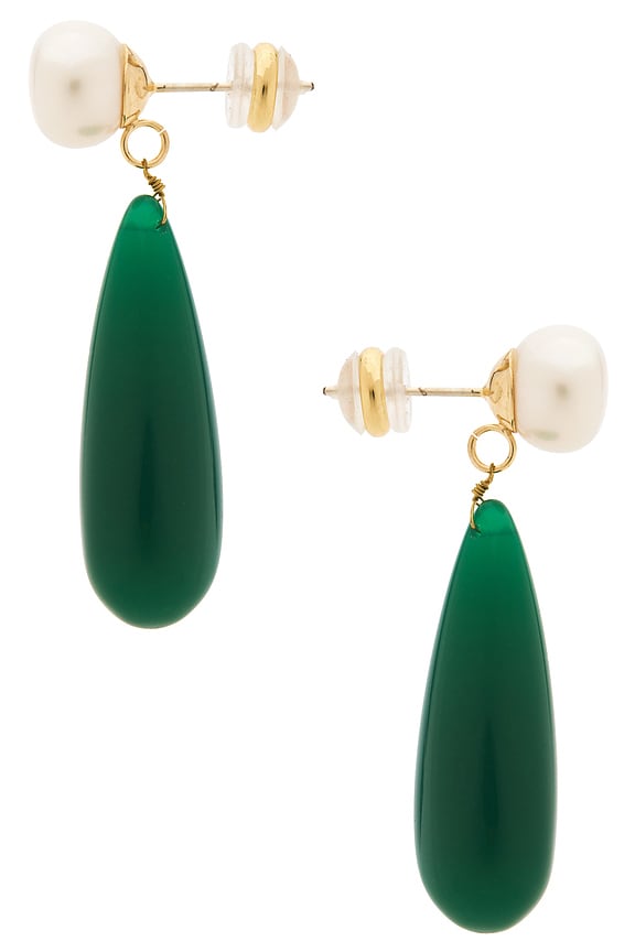 view 2 of 2 ПОДВЕСНЫЕ СЕРЬГИ LINNEA in Pearl & Green