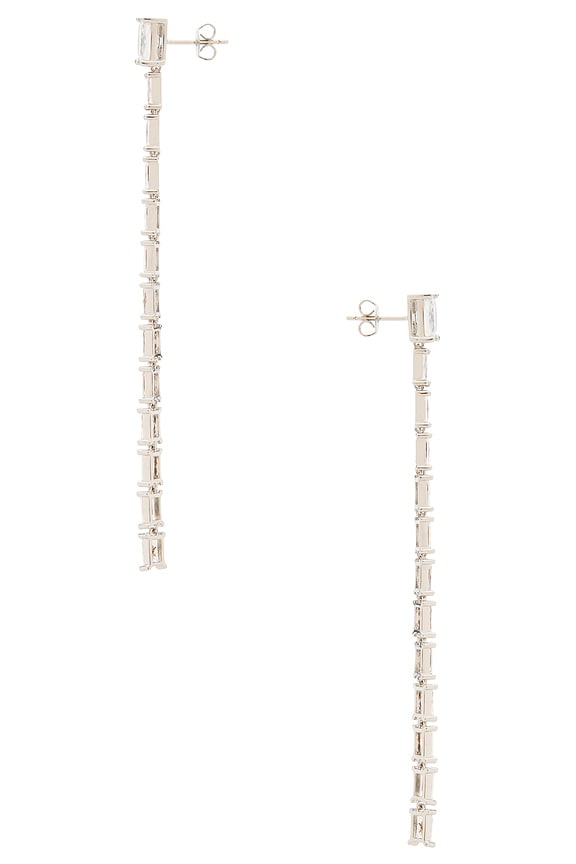 view 2 of 2 Baguette Tennis Earring in Silver