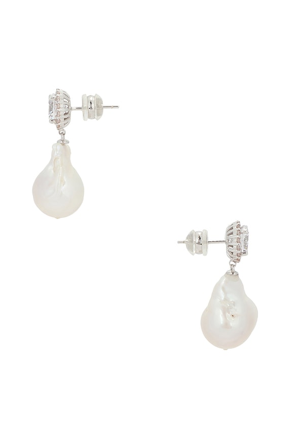 view 2 of 2 Halo Pearl Earring in Silver & Pearl